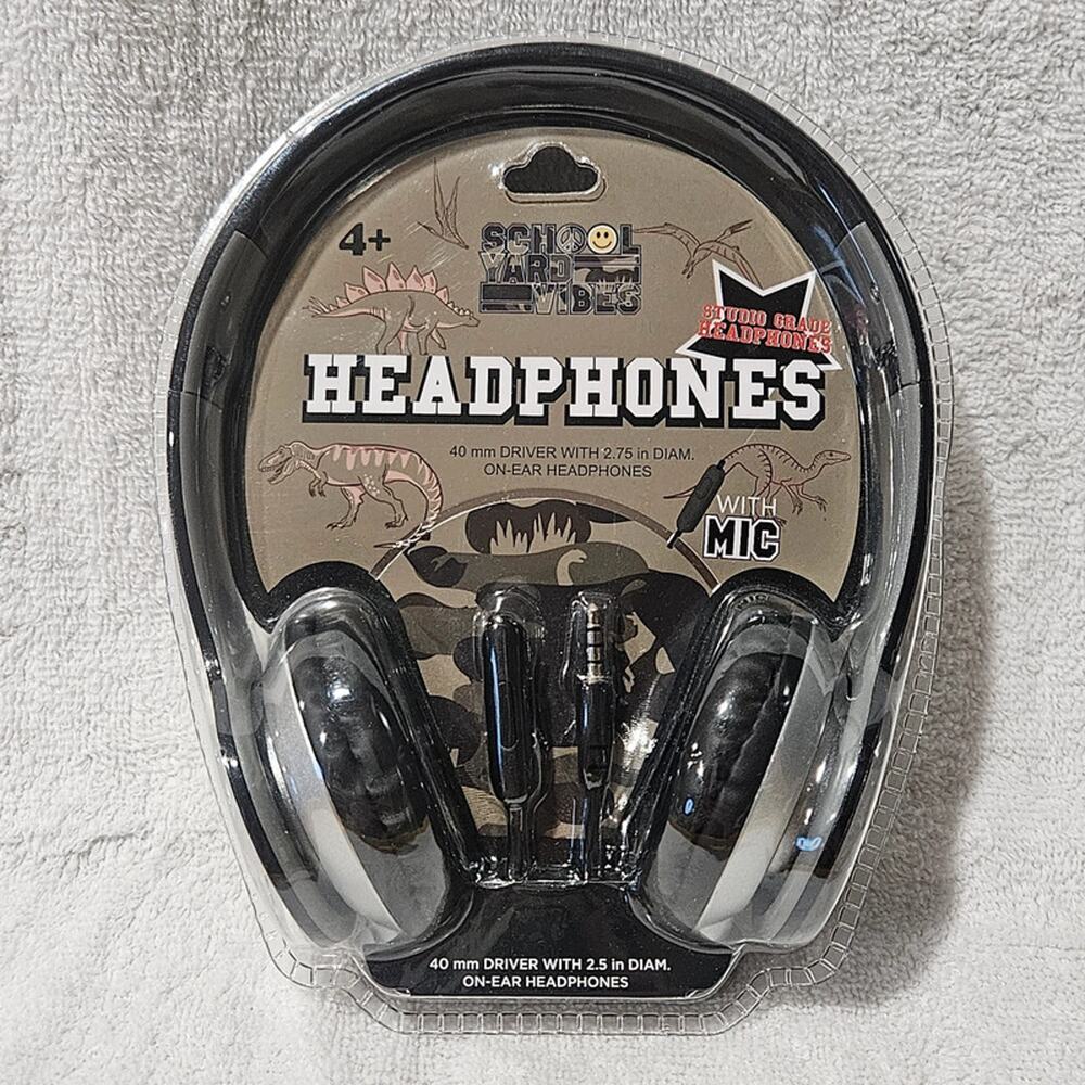 School Yard Vibes Dinosaur Headphones w/ Mic – NEW 🎧🦖